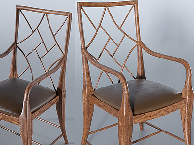 3d现代木网单椅模型