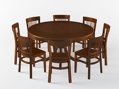 3d现代家具实木餐桌椅模型