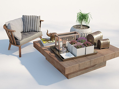 现代户外沙发茶几模型3d模型