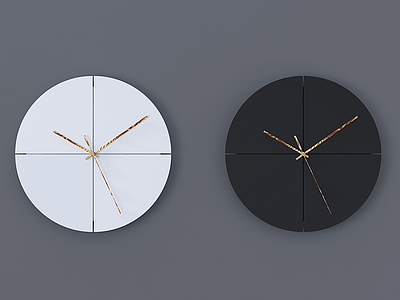 3d现代黑白时钟模型