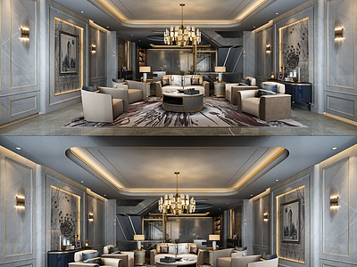 欧式客厅空间模型3d模型