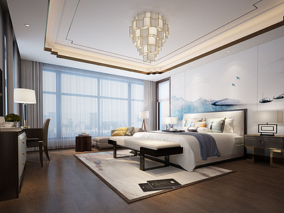 中式臣卧室模型3d模型