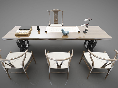 3d新中式风格餐桌模型