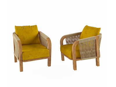 北欧风姜黄单人椅模型3d模型