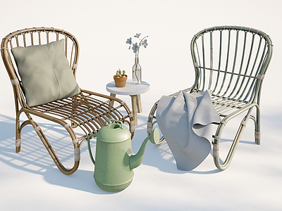 3d现代户外庭院休闲椅模型