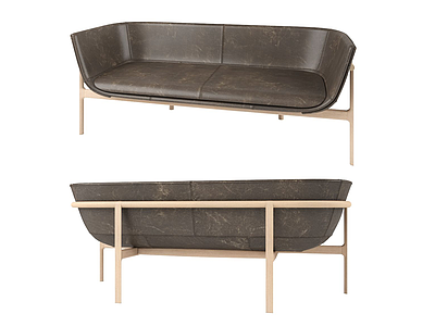 现代油蜡皮休闲沙发模型3d模型