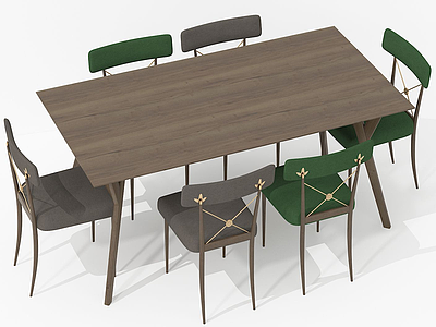 3d后现代休闲色彩桌椅组合模型