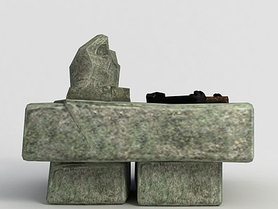 3d洪荒游戏石头桌子模型