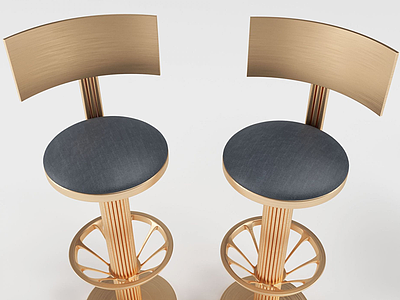3d现代金属质感吧椅模型