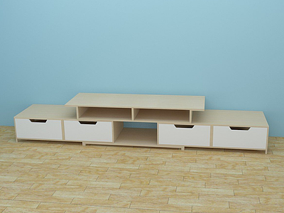 3d现代木纹电视柜模型