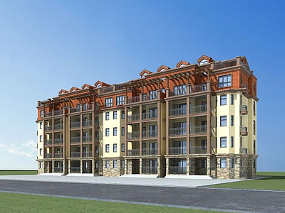 欧式多层住宅3d模型