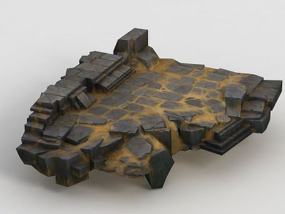 3d手绘写实石头地面模型