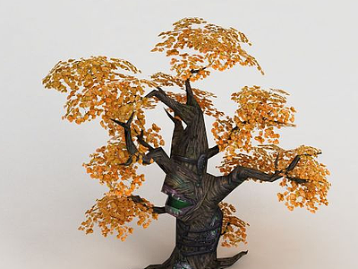 魔兽世界游戏场景树木装饰模型