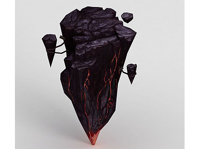 3d手绘写实熔岩石头悬崖模型