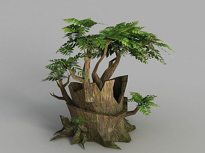 游戏场景树洞装饰模型