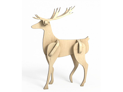 3d木质拼接麋鹿模型