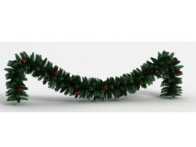 3d圣诞装饰树枝模型