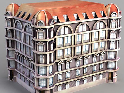 3d游戏场景大楼装饰模型
