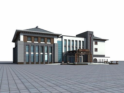 3d村办公楼模型