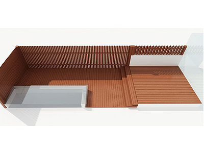 3d木围栏地板模型