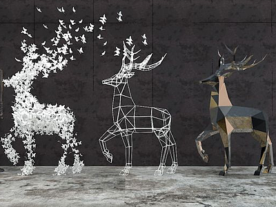 小鹿造型摆件3d模型