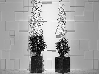 现代抽象铁艺雕塑3d模型