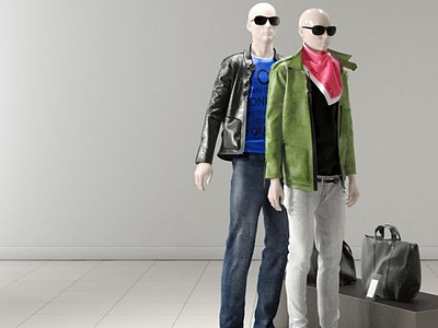3d商场服装模特组合模型