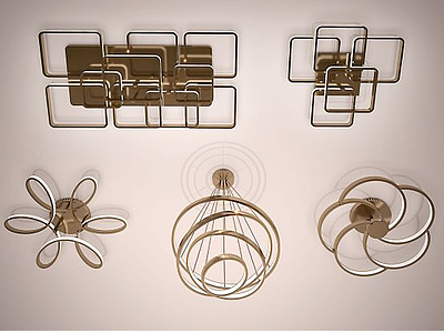 3d现代金属创意环形吊灯模型
