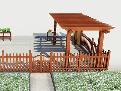 3d木护栏模型