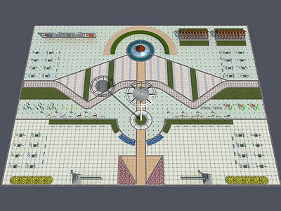 3d广场景观模型