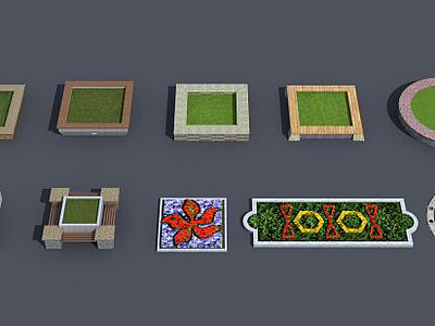 3d花池花坛模型