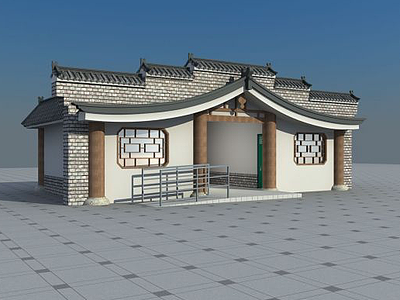 中式公共厕所模型3d模型
