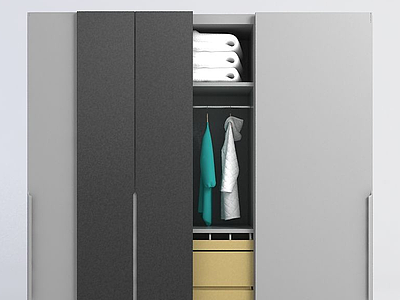 三开门衣柜模型3d模型