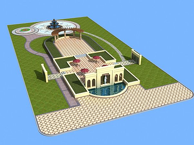 3d中心景观广场模型
