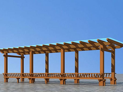 3d花架木廊模型