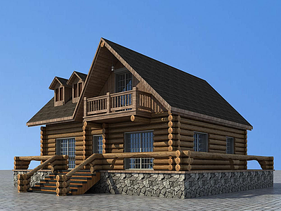 3d景区度假小木屋模型