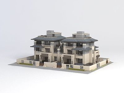 欧式联排别墅模型3d模型