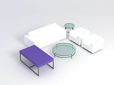 3d简约沙发茶几模型