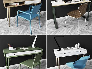 3d北欧书桌椅模型