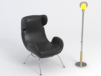 3d时尚单人椅灯泡落地灯模型