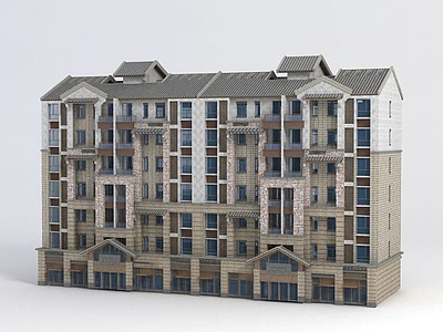 3d新中式沿街住宅模型