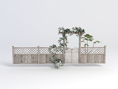 实木篱笆3d模型
