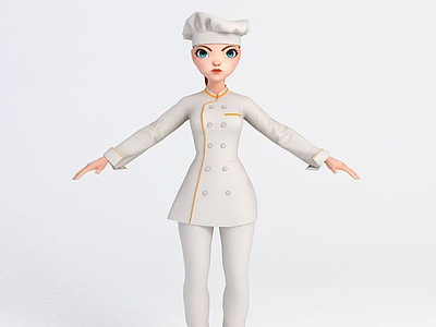 卡通美女厨师3d模型