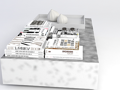 3d现代桌子书摆件组合免费模型