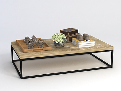桌子摆件组合模型3d模型