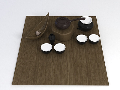 3d中式茶具模型