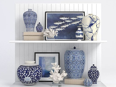 3d青花瓷花瓶装饰品模型