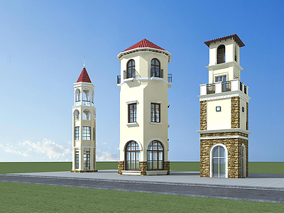 3d欧式建筑塔楼模型