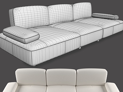 现代休闲三人沙发模型3d模型