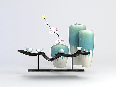 3d中式花瓶装饰品模型